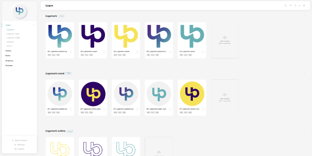 A screen shot of a website showcasing various logos exemplifying the power of branding for small businesses.